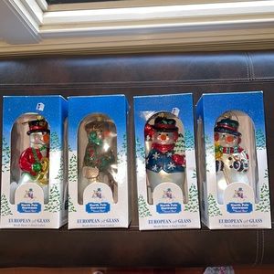 Santa’s Best North Pole Snowmen Ornaments Mouth Blown Hand Crafted